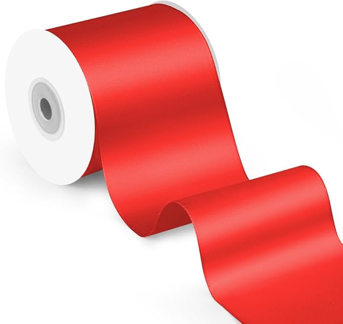 3 Inch x 25 Yard Red Satin Ribbon by Quhora
