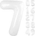 White Number 7 Birthday Balloon 40 Inch, Digital Balloons by Upgesy