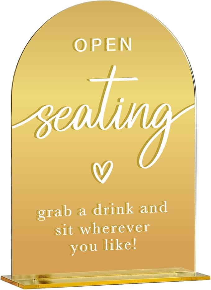 Acrylic Wedding Sign, Bridal Shower Decorations, Open Seating Sign by KongMoTree
