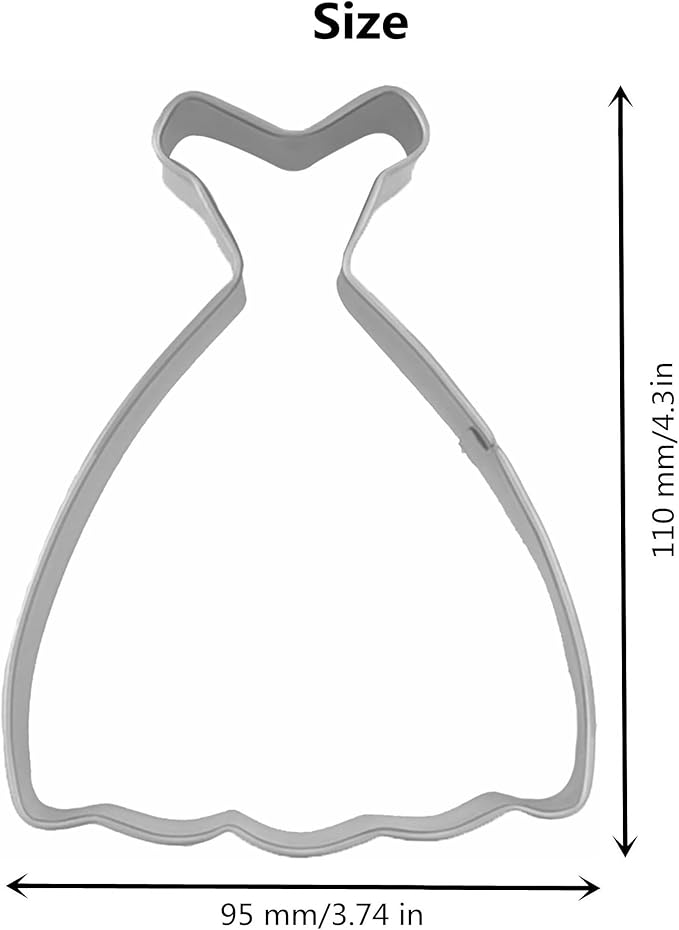 Large Size Dress Shaped Cookie Cutter, Stainless Steel Off-the-shoulder Wedding - Image 3