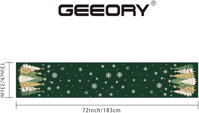 GEEORY Christmas Table Runner 13x72 Inch, Xmas Trees Snowflakes Holiday - Image 6