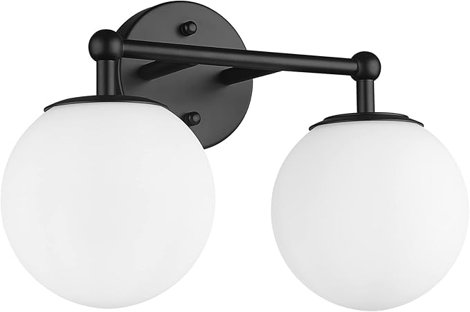 Black Vanity Light, 2 Light Black Modern Bathroom Light Fixtures Over Mirror by AKEZON