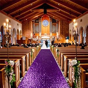 ShinyBeauty Sequin Aisle Runner Purple Glitter Carpet - Image 7