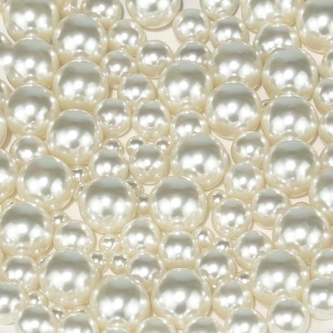 150Pcs Cream Polished No Hole Faux Pearl Beads by Cusmation