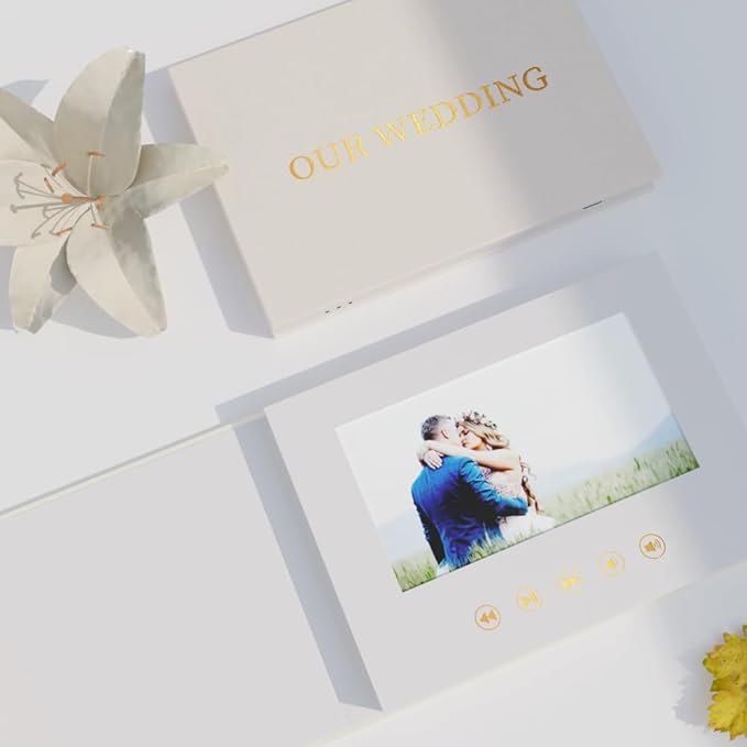 OUR WEDDING - GOLD FOIL Luxury Linen Bound Video Book Video Album Up to 2.5 - Image 2