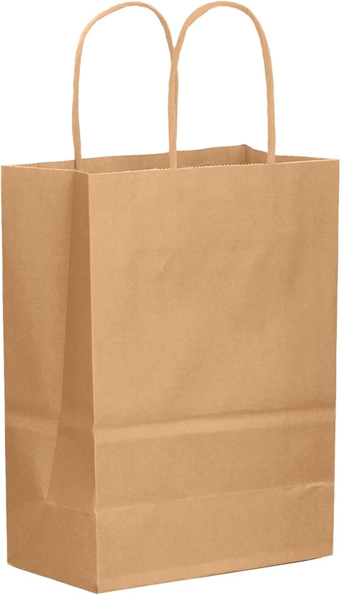 qiqee 50-Packs Brown Paper Gift Bags - Image 3