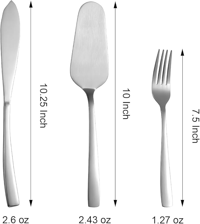 Cake Knife and Server Set with 6 Cake Forks Heavy Duty Thickened 18/0 Stainless - Image 2