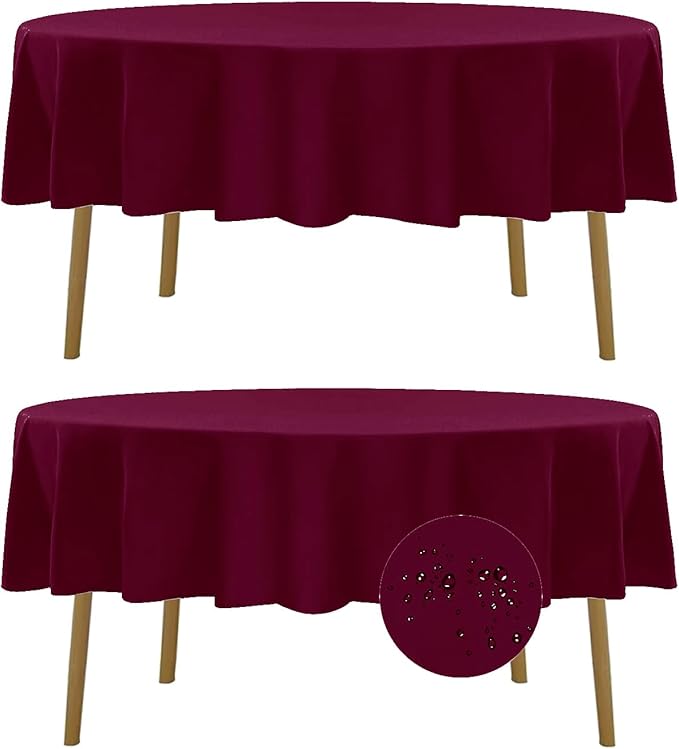 Fokitut 2 Pack Waterproof Round Tablecloth, 90 Inch, Stain Resistant and by BalsaCircle