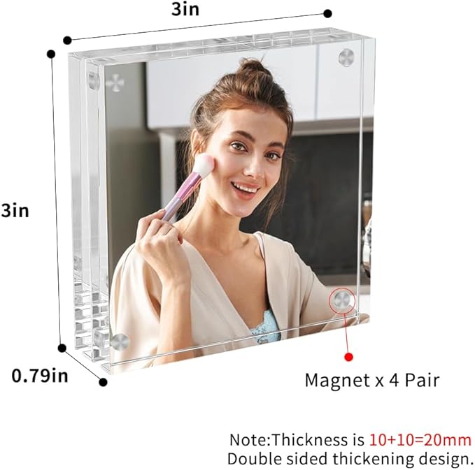 3x3 Acrylic Picture Frames 4 Pack, Square Clear Photo Frame Business Card Frame - Image 2