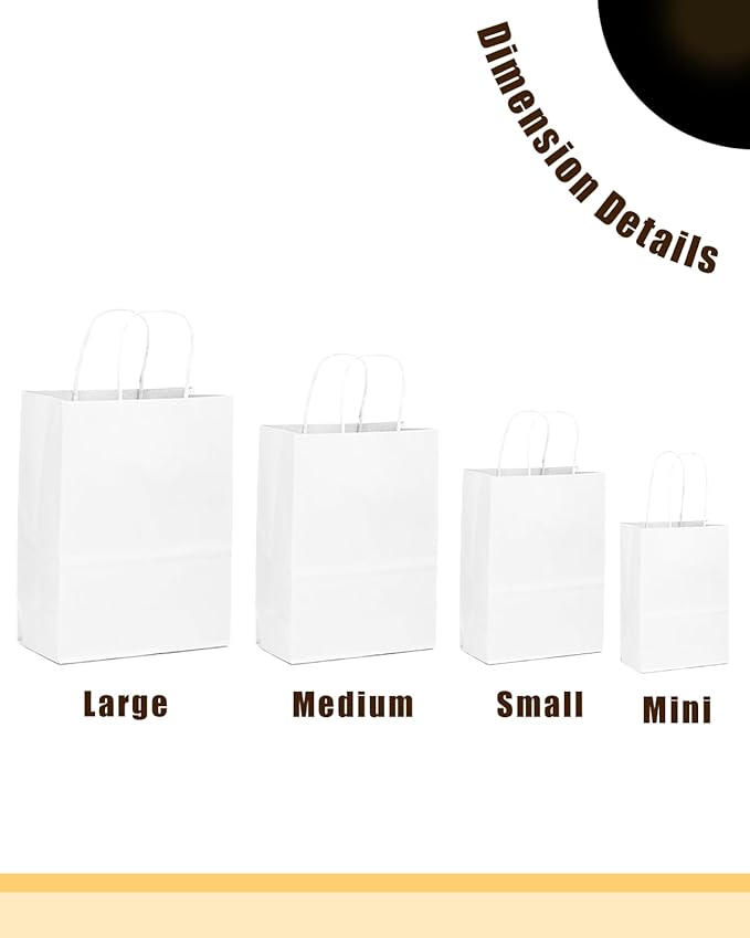 qiqee 50-Packs White Paper Gift Bags - Image 4