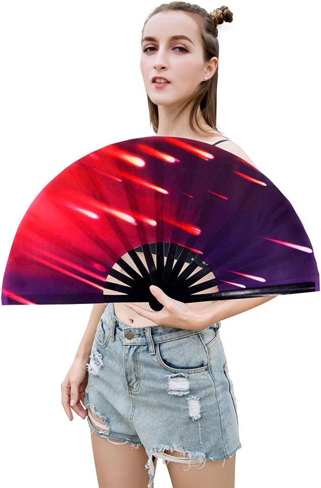 Amajiji Large Folding Hand Rave Fan Popping Fan - Image 4