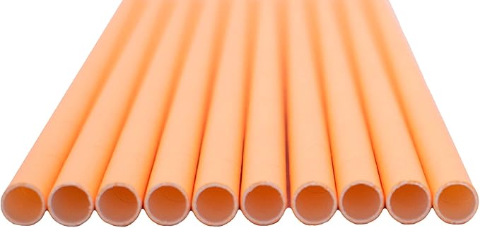Pack of 300 Pastel Orange Biodegradable 4-Ply Paper Drinking Straws - Image 3