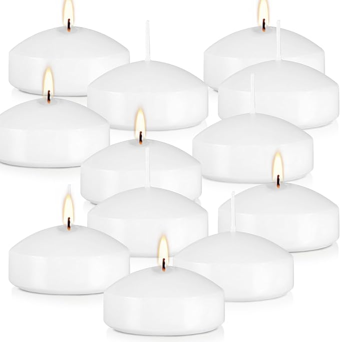 12 Bulk White Floating Candles-2 inch Unscented Tealights -for Romantic - Image 2