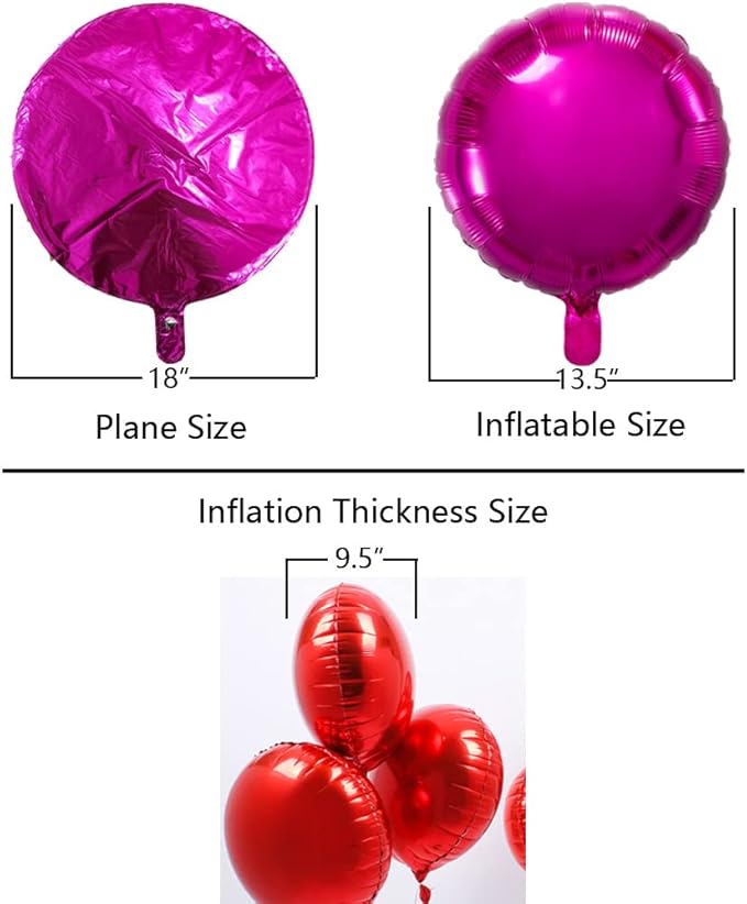 Hot Pink Round Balloon 18 Inches Foil Balloons Mylar Helium Balloons - Image 3