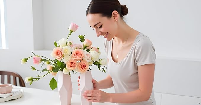 White Ceramic Vase – Modern Minimalist Flower Vase - Image 2