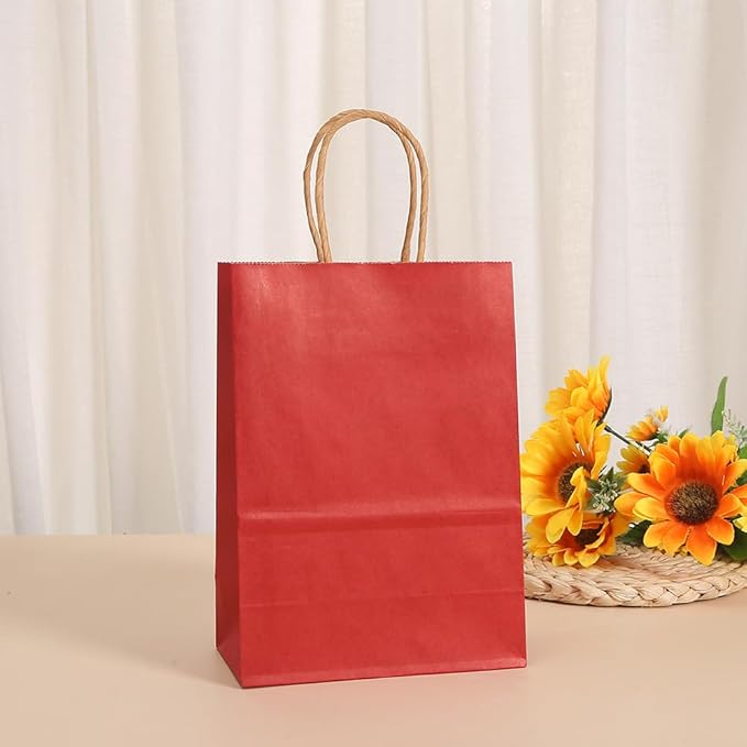 25 PCS Small Dark Red Gift Bags Kraft Paper Bags - Image 6