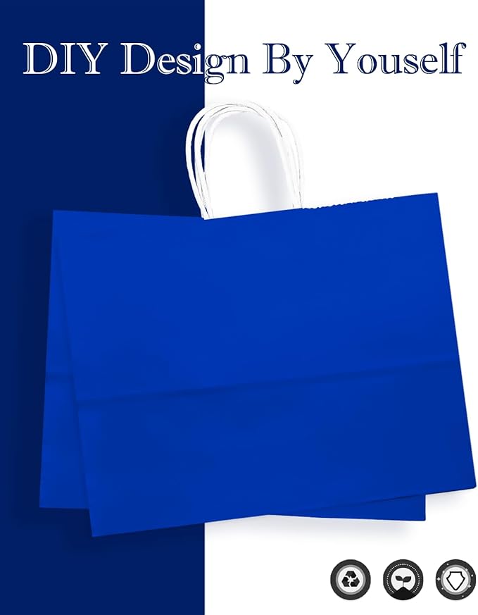 qiqee 50-Packs Diamond Blue Paper Gift Bags - Image 7