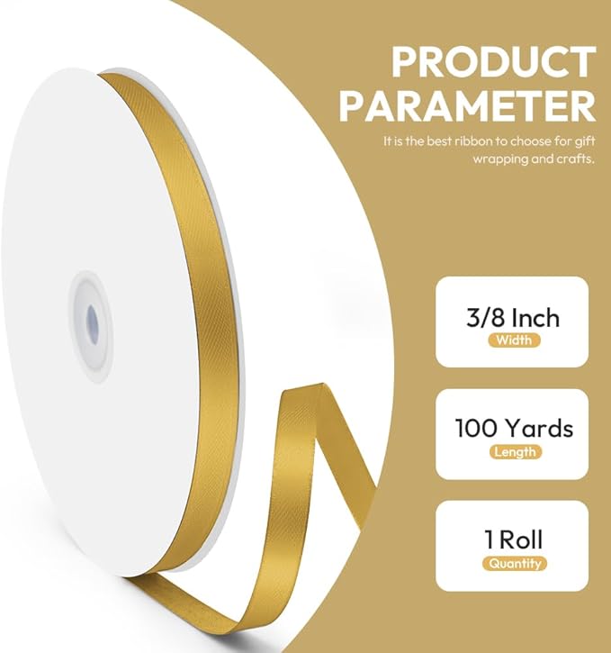 3/8" x 100 Yards Satin Ribbon - Image 2