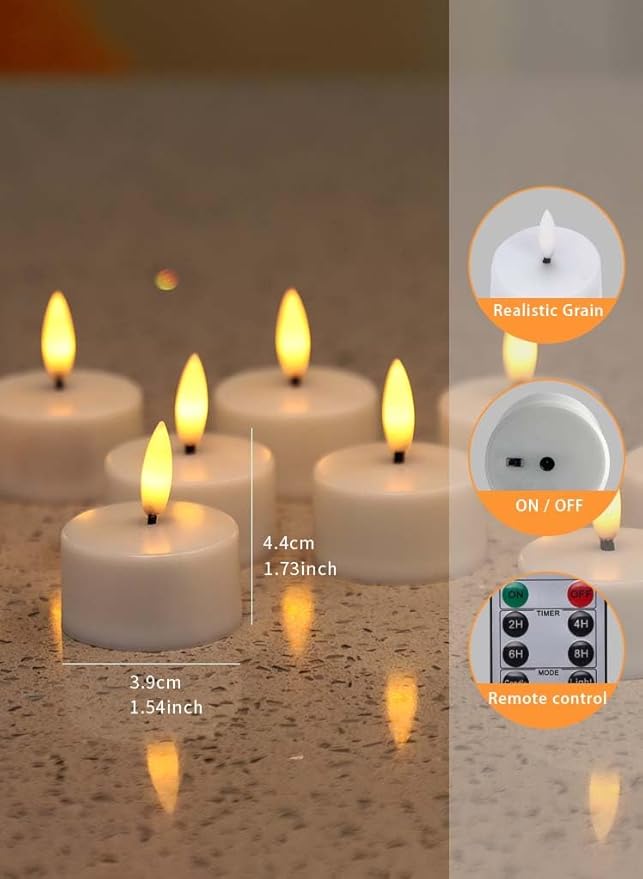 Rechargeable LED Tea Lights, Flickering Flameless Candles - Image 6