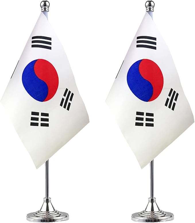 ZXvZYT 2 Pack Korea flag Korean Table Flag Small Mini Korean Desk Flags by ZXvZYT