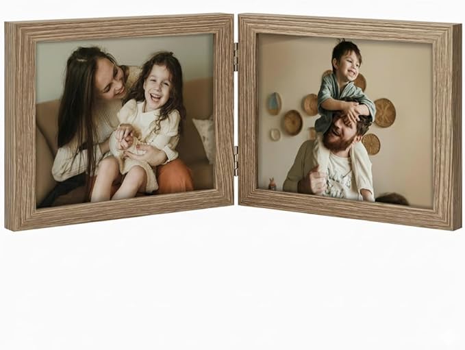decorUhome Double 7x5 Picture Frame Horizontal, Engineered Wood Bifold Photo by decorUhome