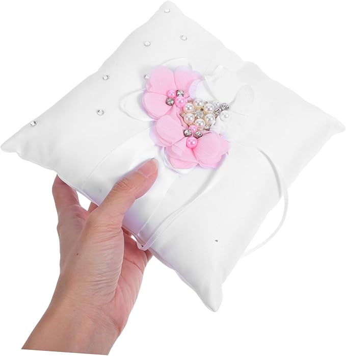 Floral Wedding Ring Bearer Pillow 20x20cm - Image 4