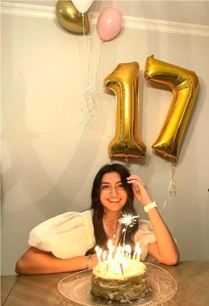 Digital Number 7 Gold Birthday Balloon 40 Inch, Foil Balloons - Image 3