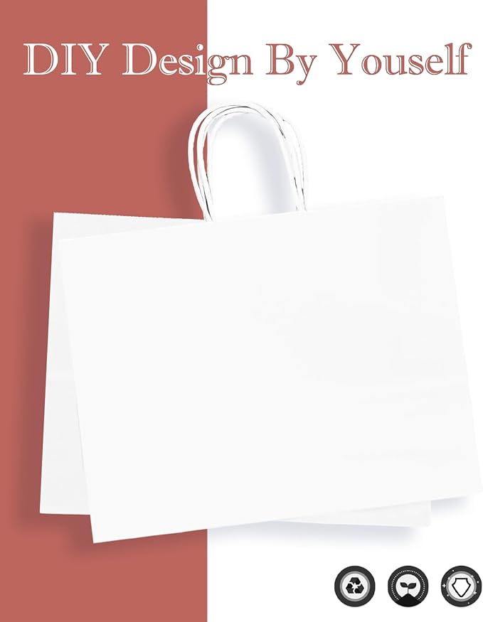 qiqee 50-Packs White Paper Gift Bags - Image 7