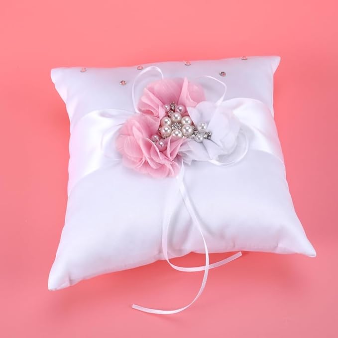 PRETYZOOM 2Pcs Pink Ring Bearer Pillow Set - Image 4