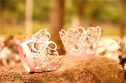 Joinwin Newly Design 48pcs Pink Laser Cut Cupcake Wrappers Wraps Wedding - Image 3