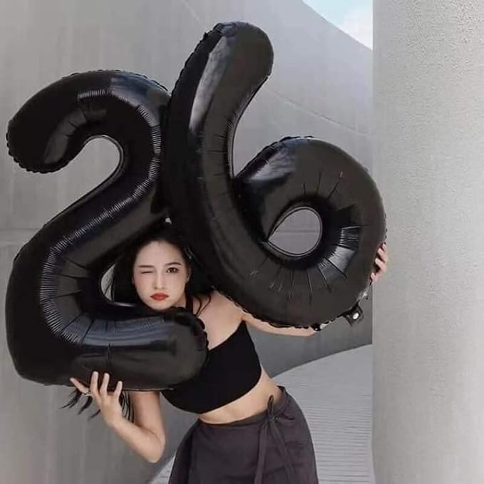 40 Inch Black Number Balloon 0-9, Big Size Happy Birthday Balloon, Foil Helium - Image 3