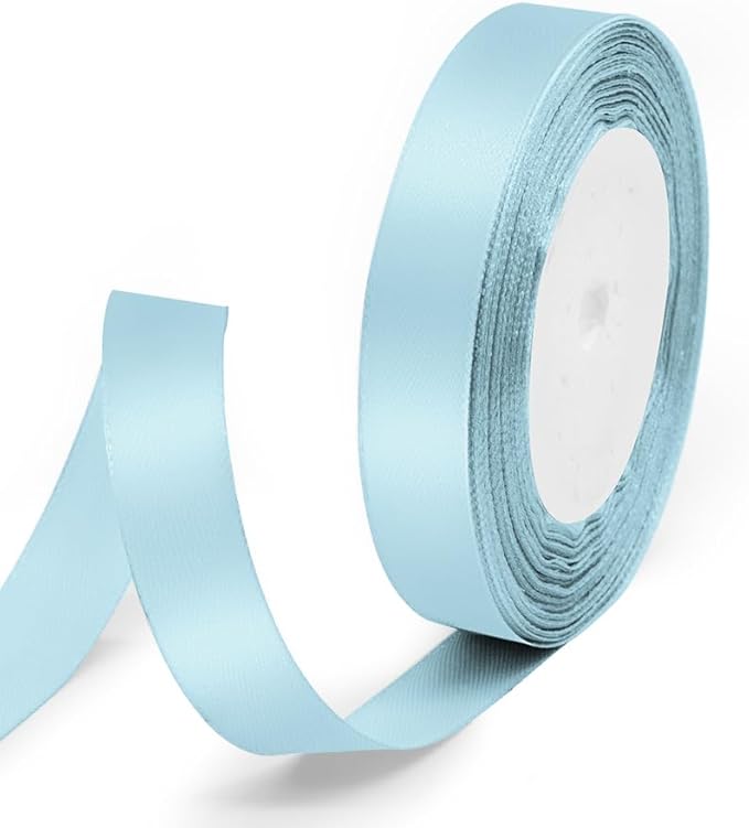 5/8" x 25 Yards Satin Ribbon, Light Blue Silk Ribbon Ideal by Quhora