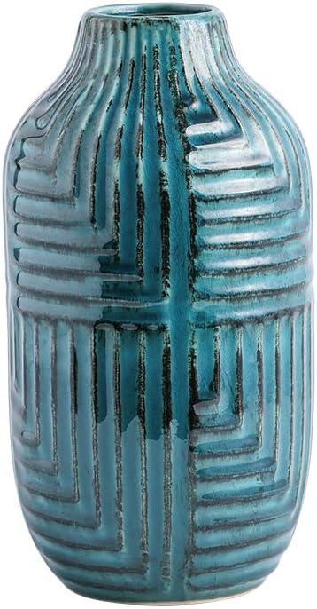 hjn Ceramic Vase- Teal Vase for Home Decor，Flower Vase for Centerpieces by hjn