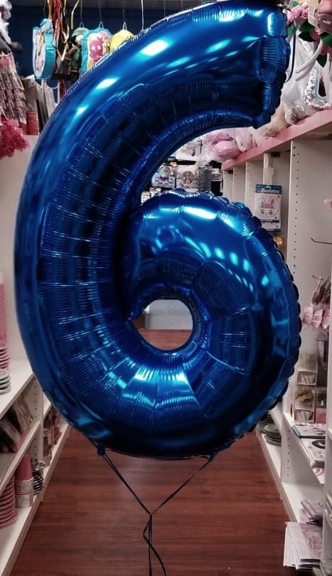 40 Inch Night Blue Mylar Foil Number 6 Birthday Balloon, Digital Balloons - Image 5