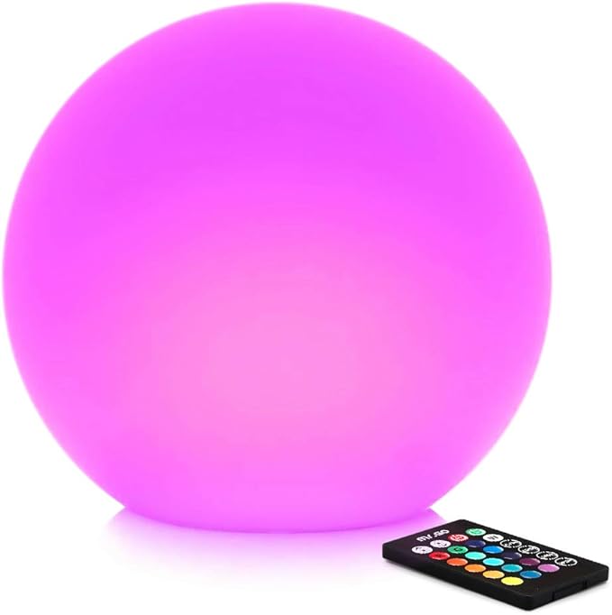 Mr.Go 12-inch Rechargeable LED Ball Light, RGB Color-Changing Globe Orb Lamp by MRGO
