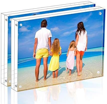 Meetu Acrylic Picture Frame 4x6 Tabletop Photo Frame Magnetic Double Sided by Meetu
