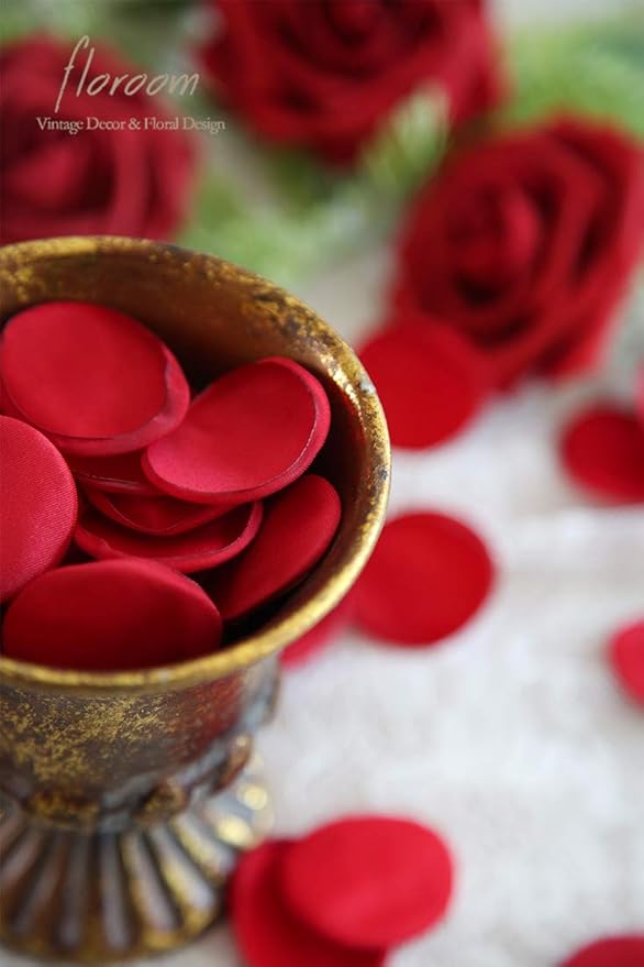Floroom 300pcs Rose Petals Dark Red Faux Silk Flower Petals - Image 2