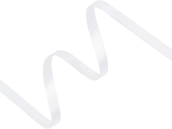 White Satin Ribbon 1/4 inch X Continuous 50 Yards, Single Face Polyester Ribbon - Image 2