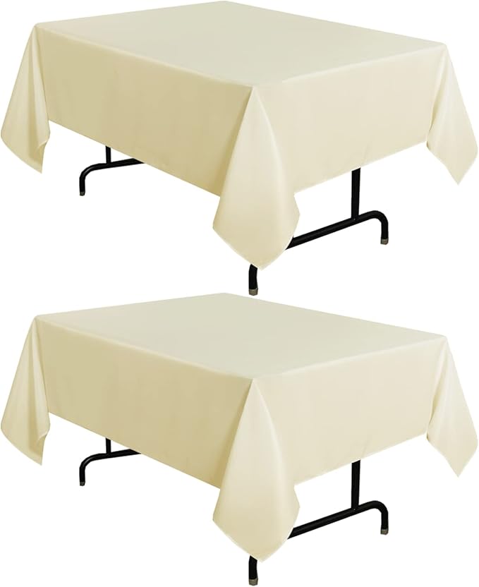 sancua 2 Pack Beige Tablecloth 54 x 54 Inch, Stain and Wrinkle Resistant Square by sancua