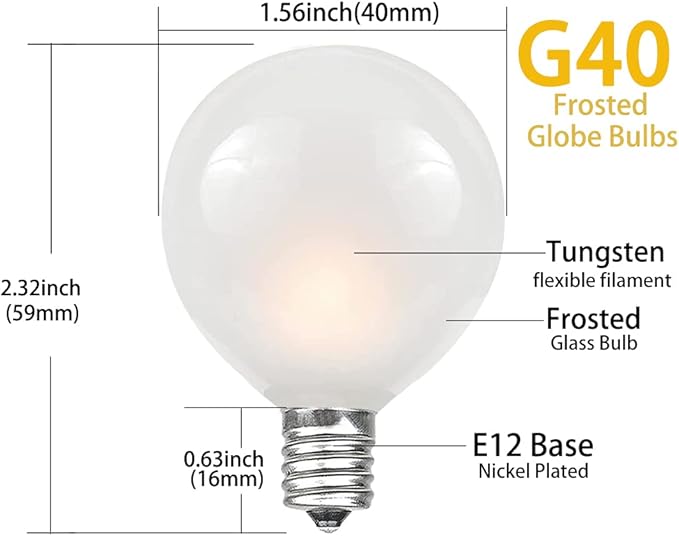 SUNSGNE 25Ft Outdoor Patio Lights G40 Globe String Lights - Image 3