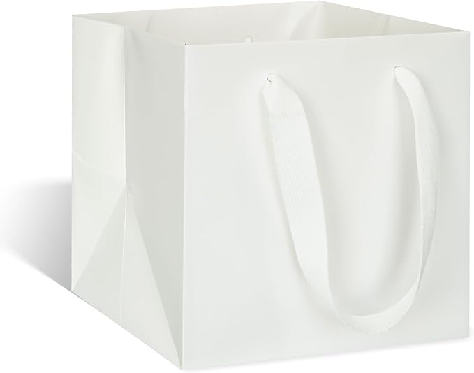ADIDO EVA White Square Gift Bags Small Size Square Bottom Paper Bags by ADIDOEVA