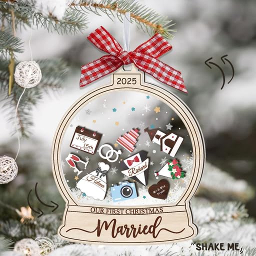 Personalized Wedding Shake Ornament, Custom Bride and Groom Christmas Ornament - Image 9