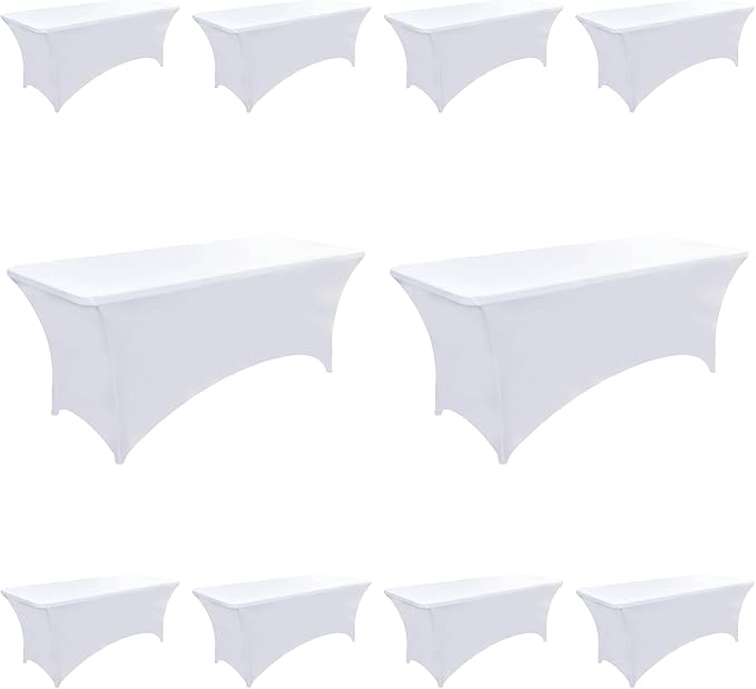 10-Pack 4ft White Spandex Table Covers by Unknown