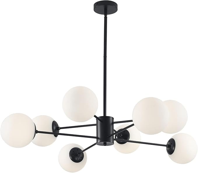 KCO Lighting Black Sputnik Chandelier Ceiling Mount 8-Light Glass Globe Sputnik by KCOLighting