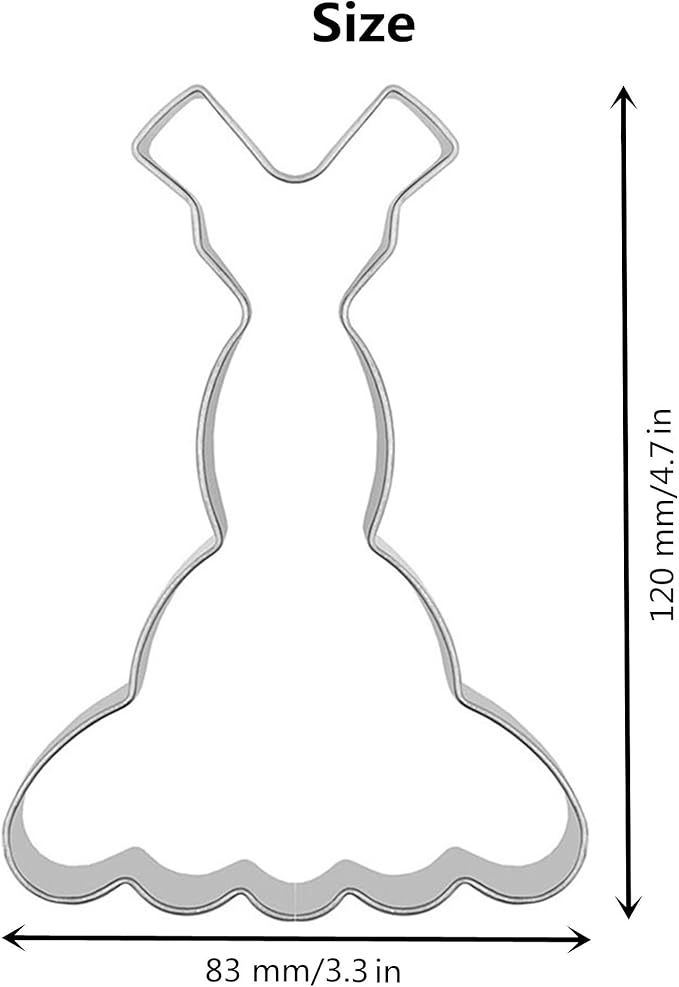 Large Size Dress Shaped Cookie Cutter, Stainless Steel Sleeveless Mermaid - Image 3