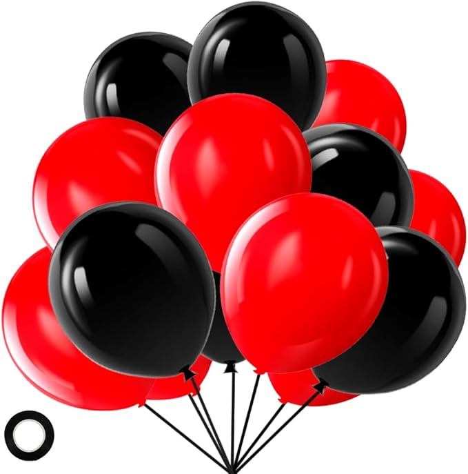 Red and Black Balloons, 70 Pack 12 Inch Black and Red Latex Balloons by LuhcXbs