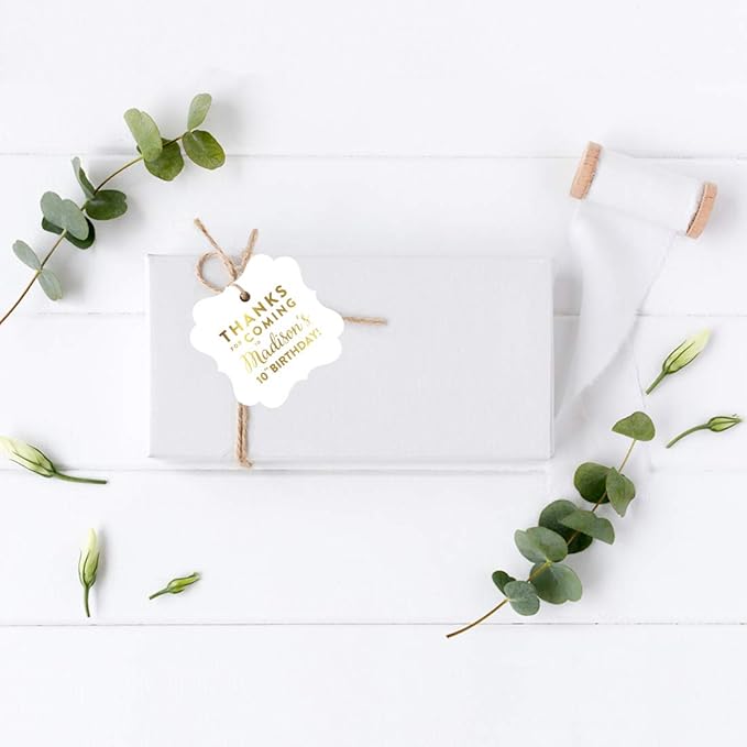 Andaz Press Personalized Fancy Frame Square Birthday Gift Tags, Metallic Gold - Image 4