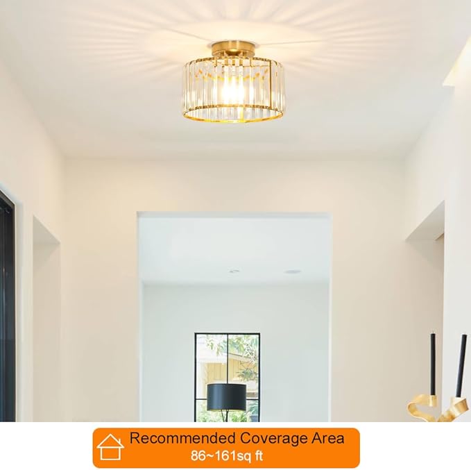 Crystal Ceiling Light Fixture, Modern Semi Flush Mount Ceiling Light, Close To - Image 2