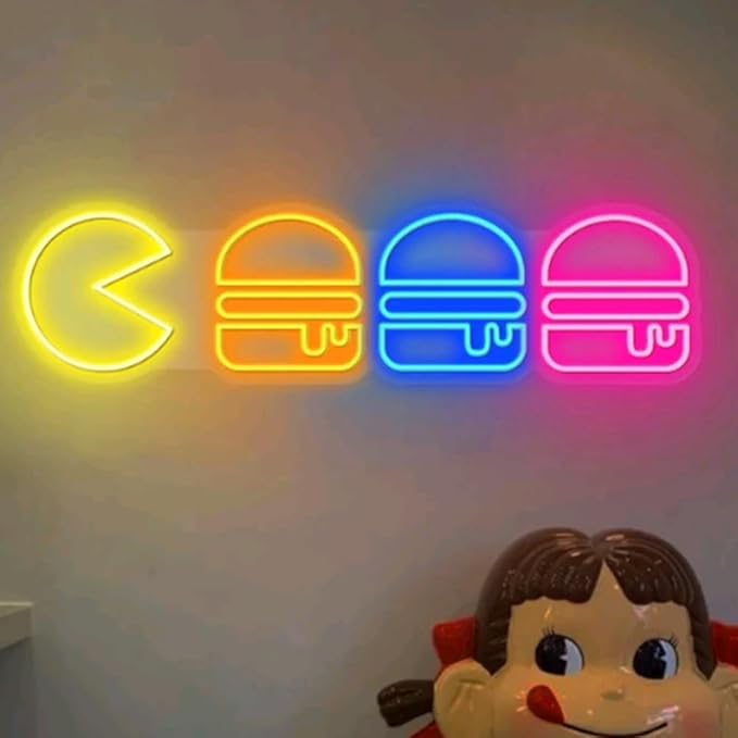 Hamburger Neon Sign|Hamburger Led Neon Sign|Kid's room neon Light|Neon Wall - Image 5