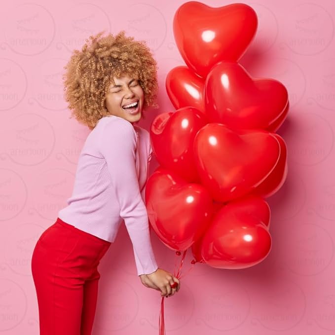 AFTERLOON® Biodegradable Balloons 24 pcs Red 12 Inch Heart Shaped, Thickened - Image 3